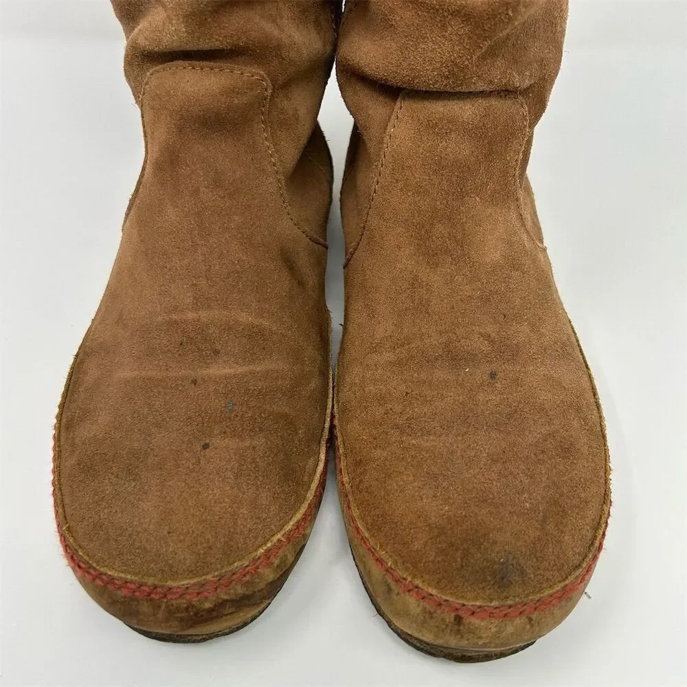 Sorel Women's Yaquina Tall Brown Suede Mid-Calf Pull On Boots Size 10.5